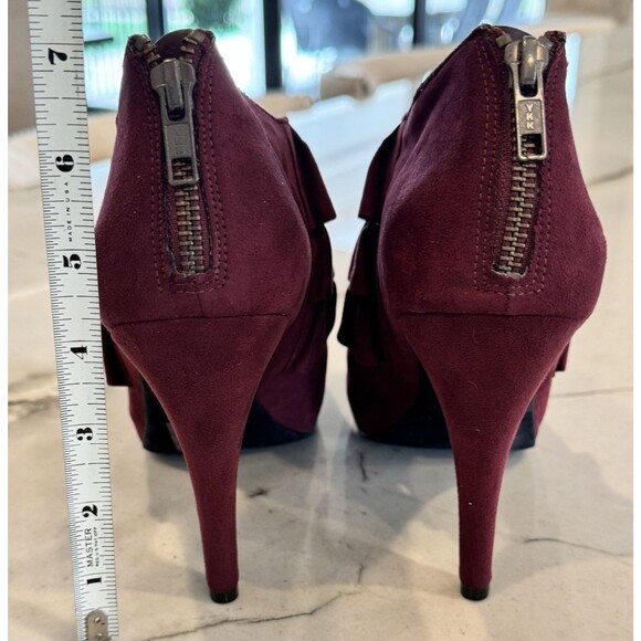 Aldo Open Toe Suede Heeled Zip Booties SZ 39/8.5 - Picture 5 of 8